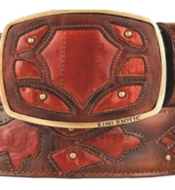 King Exotic Genuine EEL Cut-Out Design Western Belt - Faded Cognac -Fashion Formal Wear Store KE BLT 4C11F0857 2 35795.1613601695