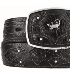 King Exotic Genuine Caiman Cut-Out Design Western Belt - Black -Fashion Formal Wear Store KE BLT 4C11F8205 2 16473.1612560381