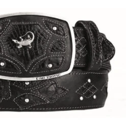 King Exotic Genuine Caiman Cut-Out Design Western Belt - Black -Fashion Formal Wear Store KE BLT 4C11F8205 3 40220.1612560382