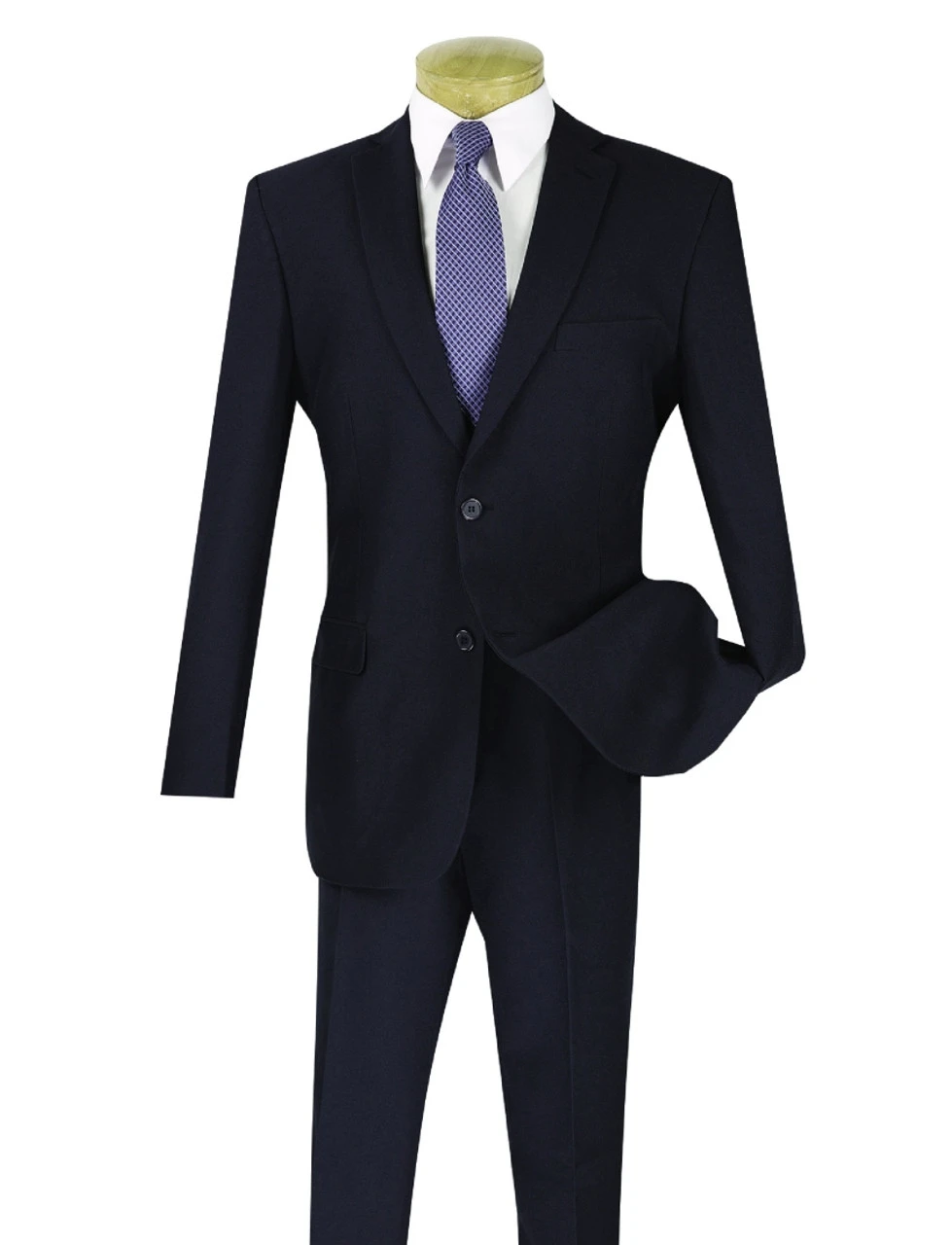 Lucci 2-Button With Flat Front Slacks Budget Slim Fit Suit - Navy 3 Lucci 2-Button With Flat Front Slacks Budget Slim Fit Suit - Navy