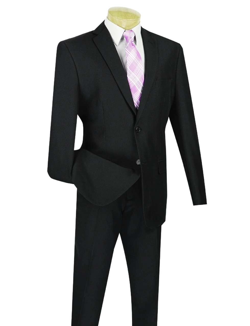 Lucci 2-Button With Flat Front Slacks Budget Slim Fit Suit - Black 3 Lucci 2-Button With Flat Front Slacks Budget Slim Fit Suit - Black