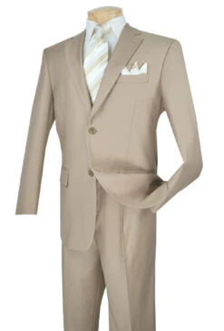 Lucci 2-Button With Flat Front Slacks Budget Suit - Beige