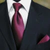 100% Woven Silk Necktie With Pocket Square - Berry -Fashion Formal Wear Store LFT SWTH49 34650.1520824024