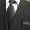 100% Woven Silk Necktie With Pocket Square - Dark Brown -Fashion Formal Wear Store LFT SWTH50 09481.1522511495
