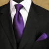 100% Woven Silk Necktie With Pocket Square - Deep Purple -Fashion Formal Wear Store LFT SWTH51 30915.1522511587