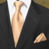 100% Woven Silk Necktie With Pocket Square - Peach -Fashion Formal Wear Store LFT SWTH61 88276.1522697773