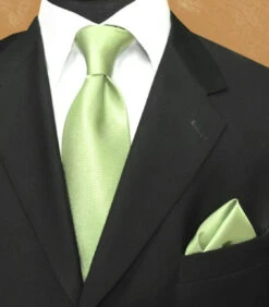 100% Woven Silk Necktie With Pocket Square - Lime