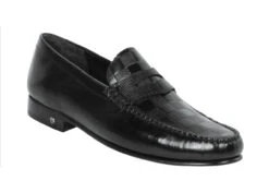 Lombardy - Genuine Teju Lizard Check Pattern Penny Loafer - Black -Fashion Formal Wear Store LMB ZLA038605 40237.1597901603