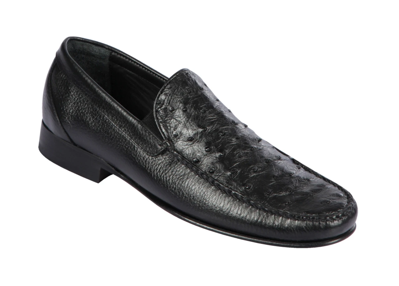 Lombardy - Genuine Ostrich Quill & Leather Loafer - Black 3 Lombardy - Genuine Ostrich Quill & Leather Loafer - Black