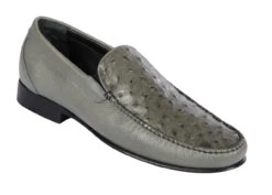 Lombardy - Genuine Ostrich Quill & Leather Loafer - Grey