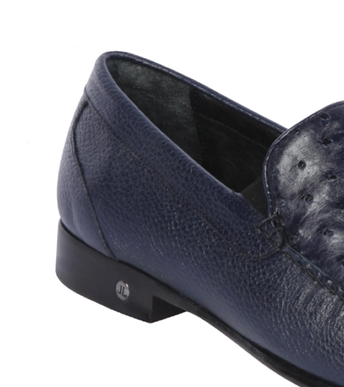 Lombardy - Genuine Ostrich Quill & Leather Loafer - Navy Blue 5 Lombardy - Genuine Ostrich Quill & Leather Loafer - Navy Blue - Image 3