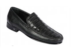 Lombardy - Genuine Caiman Crocodile & Leather Loafer - Black
