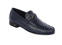 Lombardy - Genuine Ostrich Quill & Leather Horsebit Loafer - Navy