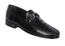 Lombardy - Genuine Caiman Croc Belly & Leather Horsebit Loafer - Black