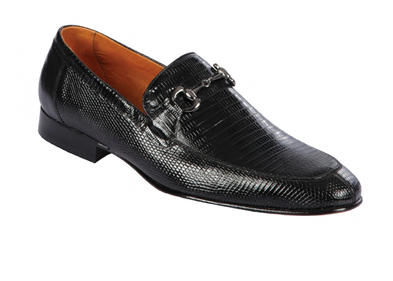 Lombardy - Genuine Teju Lizard Horsebit Dress Loafer - Black 3 Lombardy - Genuine Teju Lizard Horsebit Dress Loafer - Black