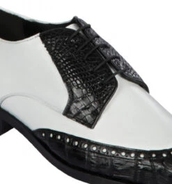 Lombardy - Genuine Caiman Belly Wingtip Dress Shoe - Black & White -Fashion Formal Wear Store LMB ZLM018255 2 01898.1598057923