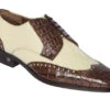 Lombardy - Genuine Caiman Belly Wingtip Dress Shoe - Brown & Bone -Fashion Formal Wear Store LMB ZLM018267 86332.1598057931