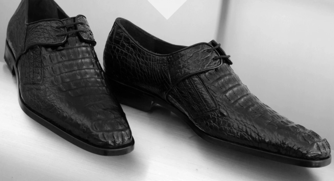 Lombardy - Genuine Caiman Croc Hornback Dress Shoe - Black 7 Lombardy - Genuine Caiman Croc Hornback Dress Shoe - Black - Image 5