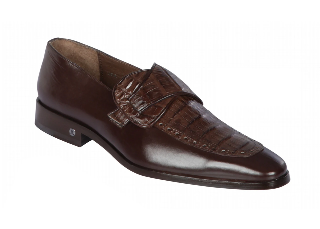 Lombardy - Genuine Caiman Belly Dress Loafer With Side Loop- Brown 3 Lombardy - Genuine Caiman Belly Dress Loafer With Side Loop- Brown