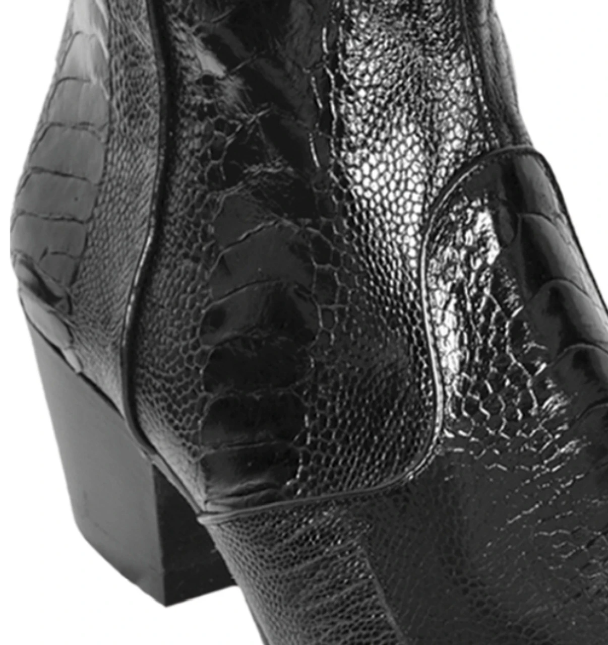 Los Altos Genuine Ostrich Leg Charro Heel Ankle Boot - Black 4 Los Altos Genuine Ostrich Leg Charro Heel Ankle Boot - Black - Image 2