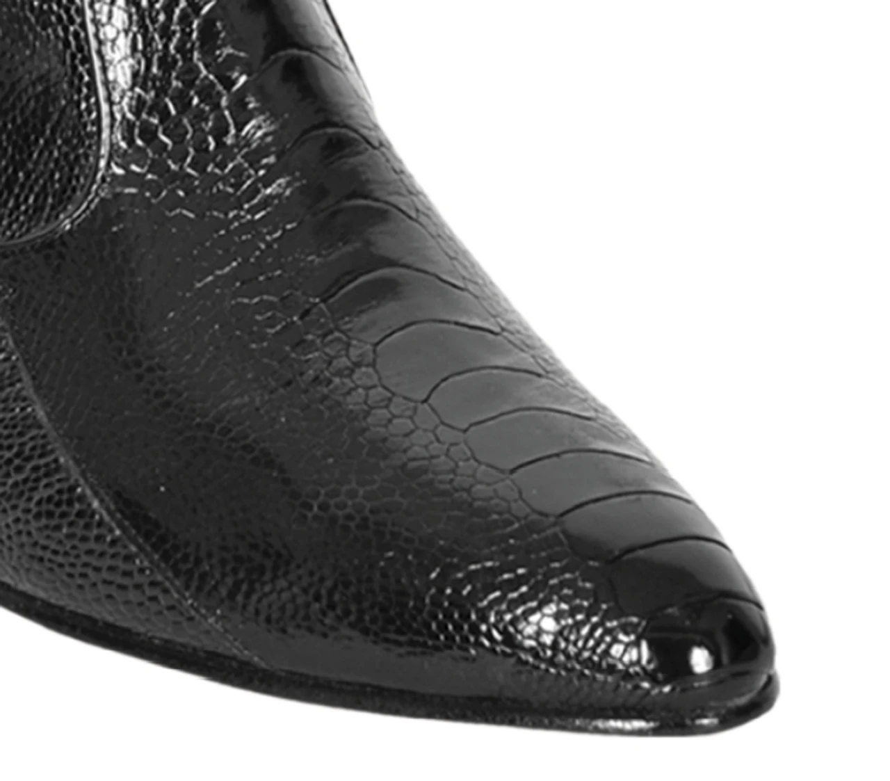 Los Altos Genuine Ostrich Leg Charro Heel Ankle Boot - Black 6 Los Altos Genuine Ostrich Leg Charro Heel Ankle Boot - Black - Image 4