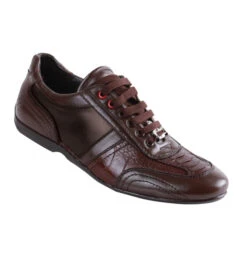 Los Altos Genuine Ostrich Leg & Leather Brown Sneaker