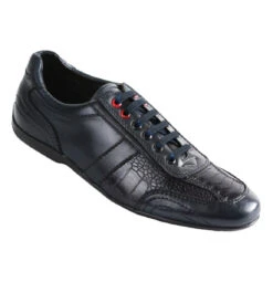 Los Altos Genuine Ostrich Leg & Leather Navy Blue Sneaker -Fashion Formal Wear Store LSA ZC100510a 74452.1610566110