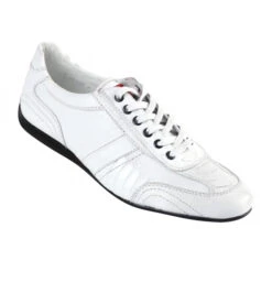 Los Altos Genuine Ostrich Leg & Leather White Sneaker