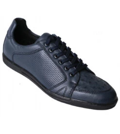 Los Altos Genuine Ostrich Quill Navy Blue Sneaker