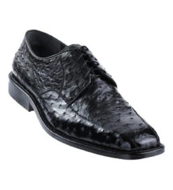 Los Altos Genuine Ostrich Quill Bicycle Toe Dress Shoe - Black