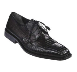 Los Altos Genuine Teju Lizard Bicycle Toe Dress Shoe - Black