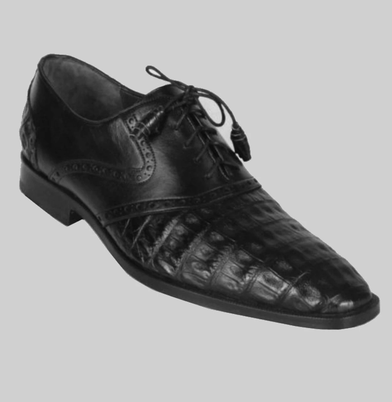 Los Altos Genuine Caiman Belly & Calf Perf Dress Shoe - Black 3 Los Altos Genuine Caiman Belly & Calf Perf Dress Shoe - Black