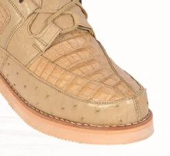 Los Altos Genuine Caiman & Ostrich Quill Casual Ankle Boot - Oryx -Fashion Formal Wear Store LSAL ZA050211 3 77770.1612123264