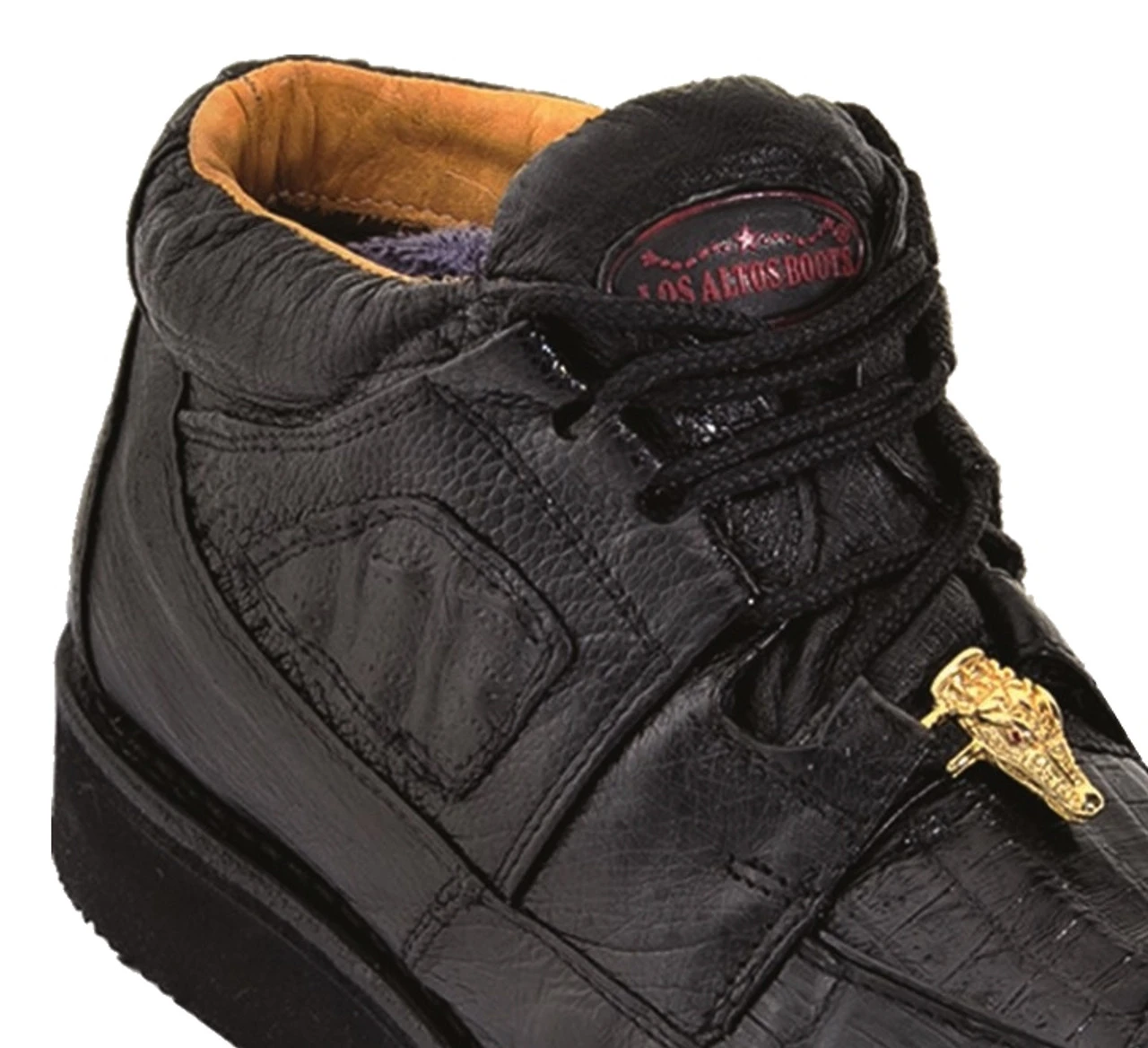 Los Altos Genuine Caiman & Ostrich Casual Ankle Boot - Black 6 Los Altos Genuine Caiman & Ostrich Casual Ankle Boot - Black - Image 4