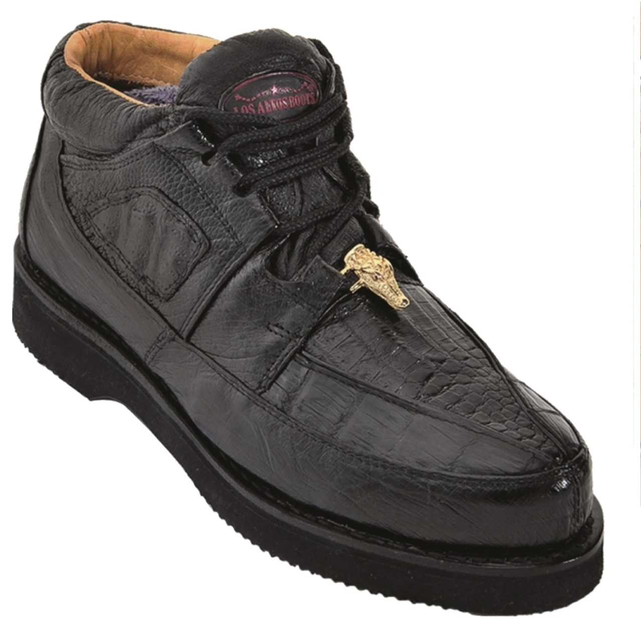 Los Altos Genuine Caiman & Ostrich Casual Ankle Boot - Black 4 Los Altos Genuine Caiman & Ostrich Casual Ankle Boot - Black - Image 2