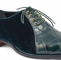 Mauri Genuine Alligator And Velvet Dress Shoe - Hunter Green -Fashion Formal Wear Store MRI SH 4948GR 5 21896.1636133590