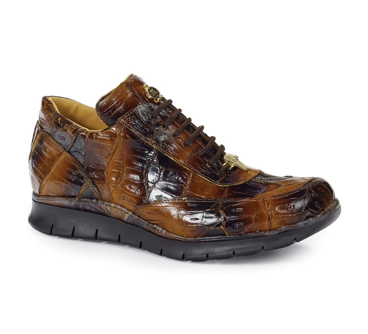 Mauri Genuine Multi-Brown Crocodile Sneakers With Black Tread Sole 3 Mauri Genuine Multi-Brown Crocodile Sneakers With Black Tread Sole