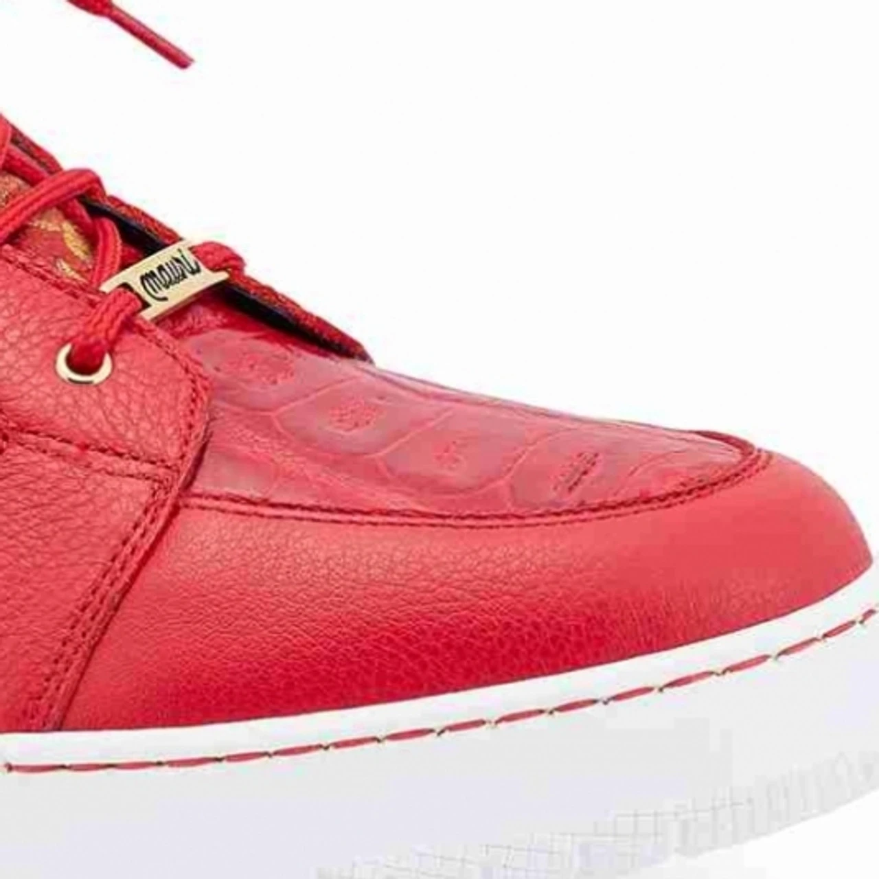 Mauri Genuine Red & Gold Crocodile & Fabric High Top Sneakers 5 Mauri Genuine Red & Gold Crocodile & Fabric High Top Sneakers - Image 3