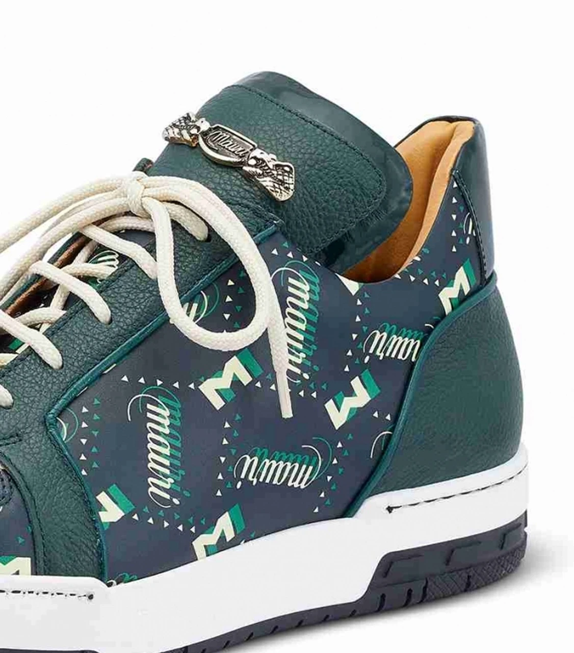 Mauri Green And Cream Genuine Crocodile & Leather Sneakers 5 Mauri Green And Cream Genuine Crocodile & Leather Sneakers - Image 3