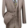 Vinci 2-Button Tan Glenplaid Suit With DB-Vest - Modern Fit 1 Vinci 2-Button Tan Glenplaid Suit With DB-Vest - Modern Fit -Fashion Formal Wear Store MV2W 1 TN 90105.1581381391