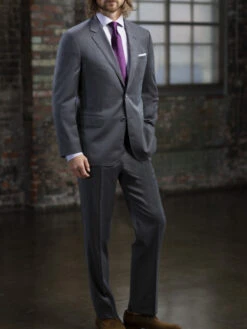 MaxDavoli 2-Button Super 150's Solid Color Wool Suit