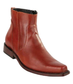 Original Michel Boot Co. Leather Side Zip Snub Toe Ankle Boot