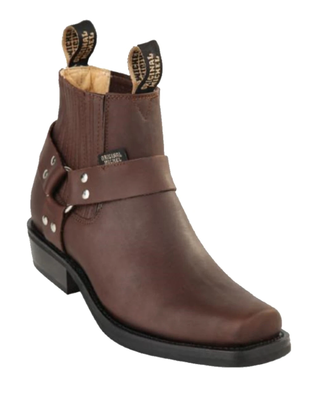 Original Michel Boot Co. Leather Snub Toe Biker Ankle Boot - Rubber Sole 4 Original Michel Boot Co. Leather Snub Toe Biker Ankle Boot - Rubber Sole - Image 2