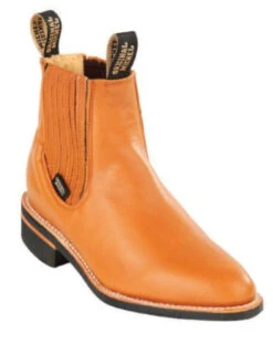 Original Michel Boot Co. Nappa Leather Charro Ankle Boot - Natural Edge Rubber Sole