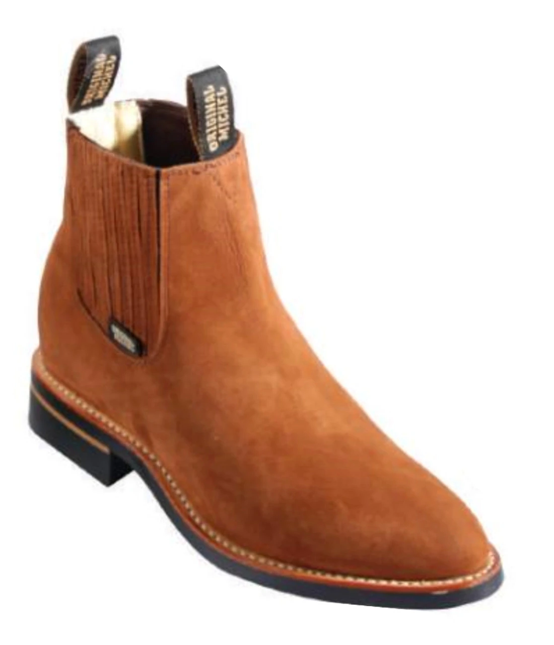 Original Michel Boot Co. Suede Charro Ankle Boot - Natural Edge Rubber Sole 4 Original Michel Boot Co. Suede Charro Ankle Boot - Natural Edge Rubber Sole - Image 2