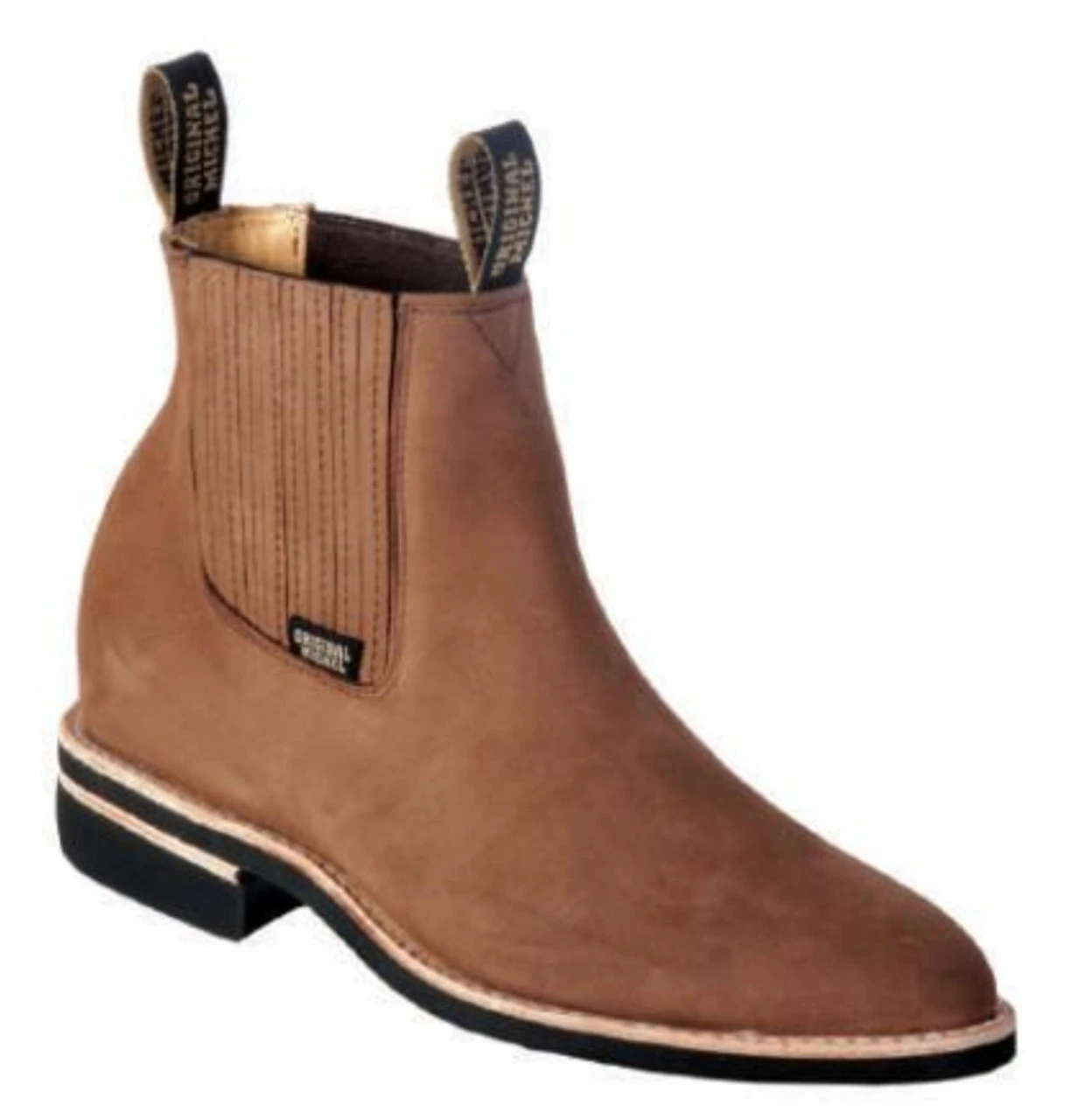 Original Michel Boot Co. Suede Charro Ankle Boot - Natural Edge Rubber Sole 3 Original Michel Boot Co. Suede Charro Ankle Boot - Natural Edge Rubber Sole