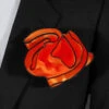 Antonio Ricci 2-in-1 Pouf Round Pocket Square - Black On Orange -Fashion Formal Wear Store Orange Black trim A 27637.1668205249