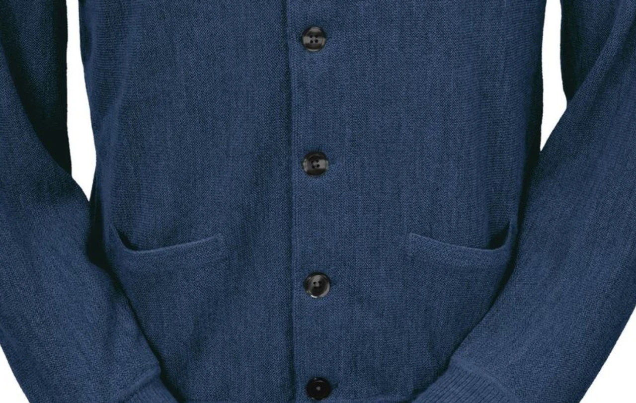 Peru Unlimited Baby Alpaca And Wool Cardigan Sweater - Denim Blue 4 Peru Unlimited Baby Alpaca And Wool Cardigan Sweater - Denim Blue - Image 2