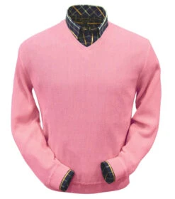 Peru Unlimited Baby Alpaca And Wool V-Neck Sweater - Pink Coral