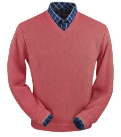 Peru Unlimited Baby Alpaca And Wool V-Neck Sweater - Red Coral